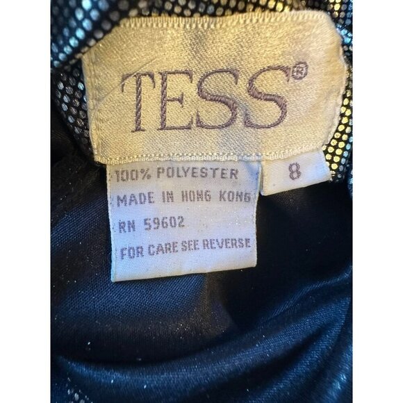 Metallic Silver Tess Polyester Long-Sleeve Blouse Size 8 - Picture 2 of 5